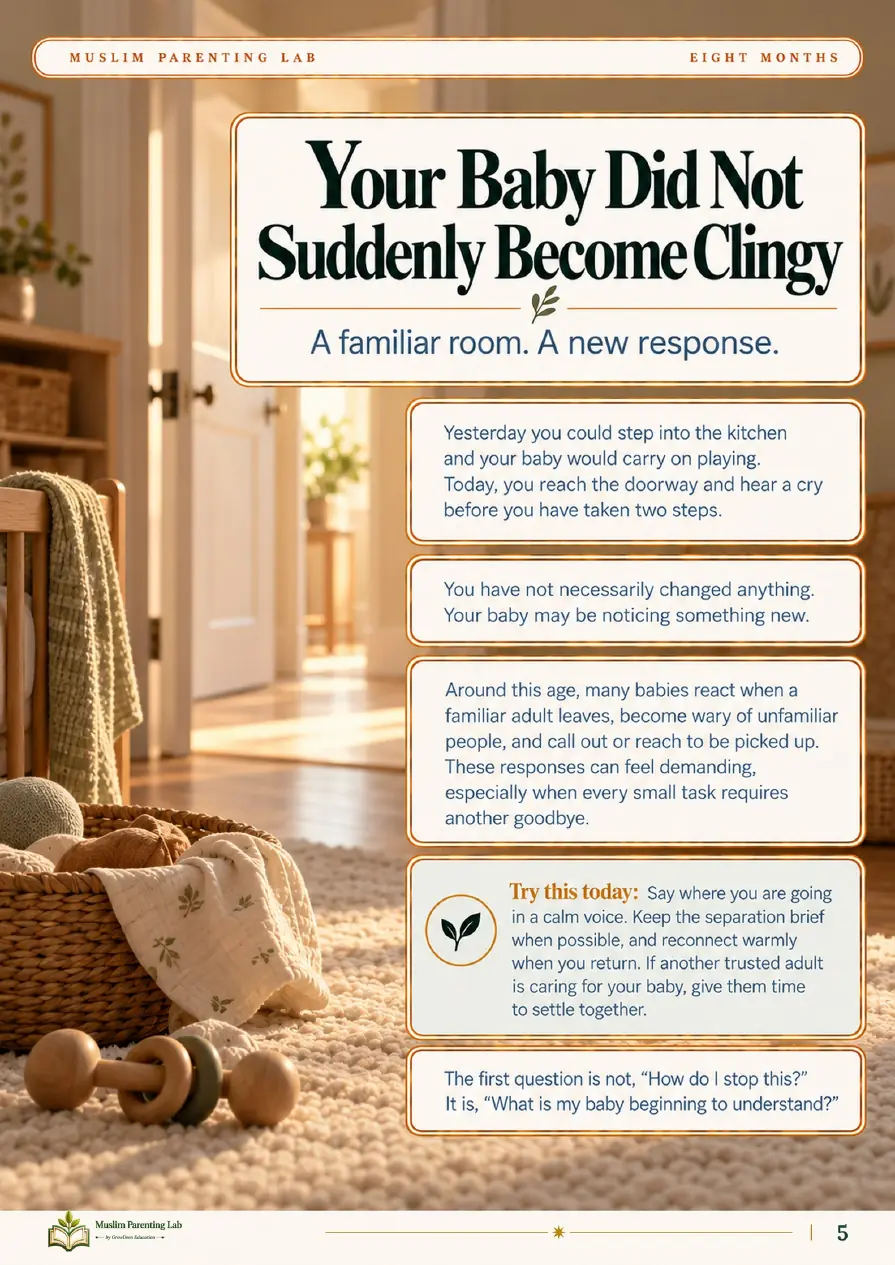 Page 5: Your baby did not suddenly become clingy